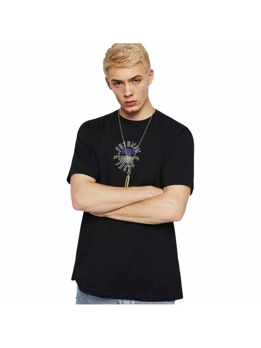 Men’s Diesel T-just Y19 White Futurism T-Shirt Size Large!